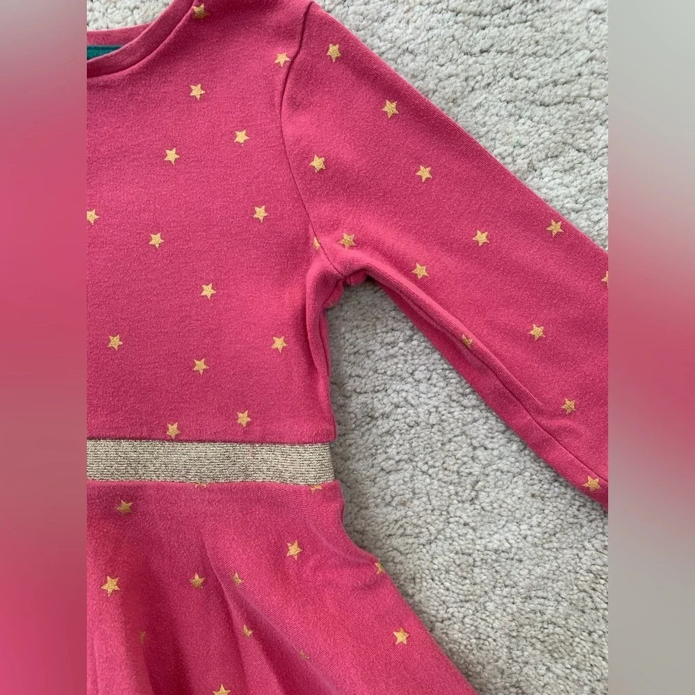 Mini Boden Size 5-6 Years Pink with Gold Foil Stars Twirl Dress
